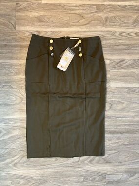 Elie Tahari Pencil Skirt with Gold-Tone Buttons
